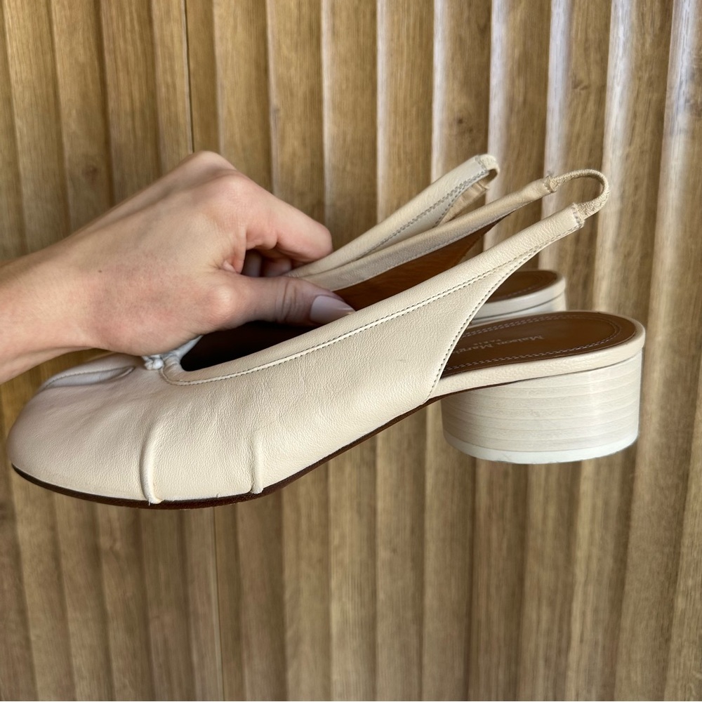 Maison Margiela Women's Tabi Ballet Pumps 40 Slingback Kitten Heels Bridal Bride - Picture 10 of 10